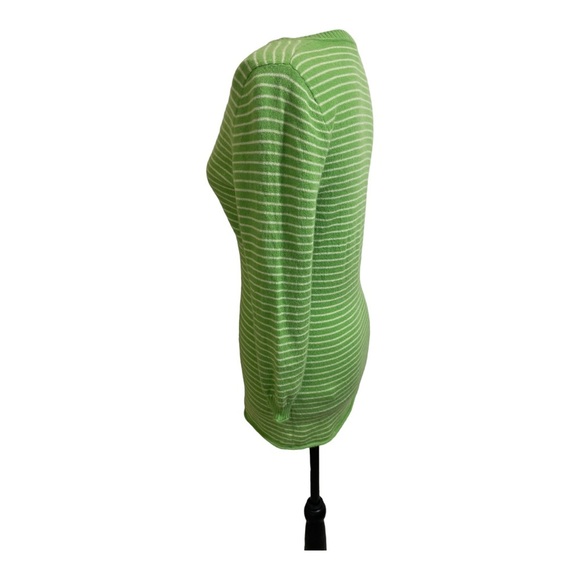 J crew womens V-neck striped cashmere sweater size Small green and white. - Picture 7 of 10